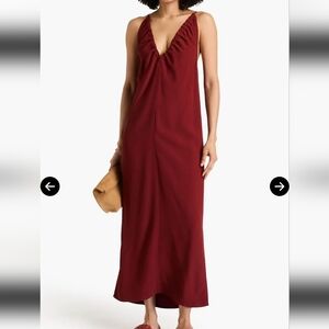 Bite Studios Theros Ruched Crepe Midi/Maxi Dress Burgundy Size US 12 UK 16